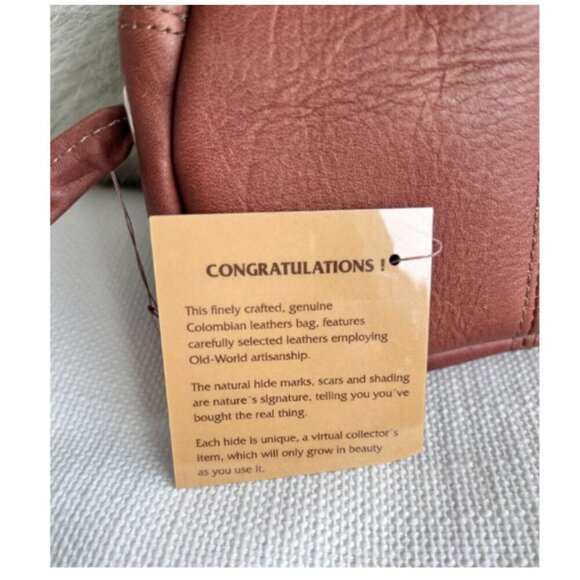 Lavive Colombian Leather Crossbody Small Handbag Cognac Brown Artisan NWT - Picture 3 of 6